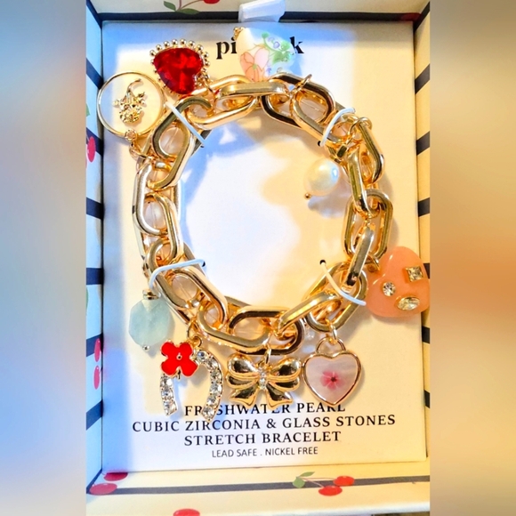 NIB Piper K Gold Link Charm Bracelet - Picture 1 of 2